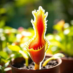 A captivating cover photo showcasing a detailed cut-out of a Venus flytrap, highlighting its unique structure with vibrant green foliage and a strikingly deep red interior