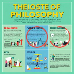A creative and educational poster that illustrates the three definitions of philosophy in relation to the Allegory of the Olympic Games suggested by Pythagoras of Samos