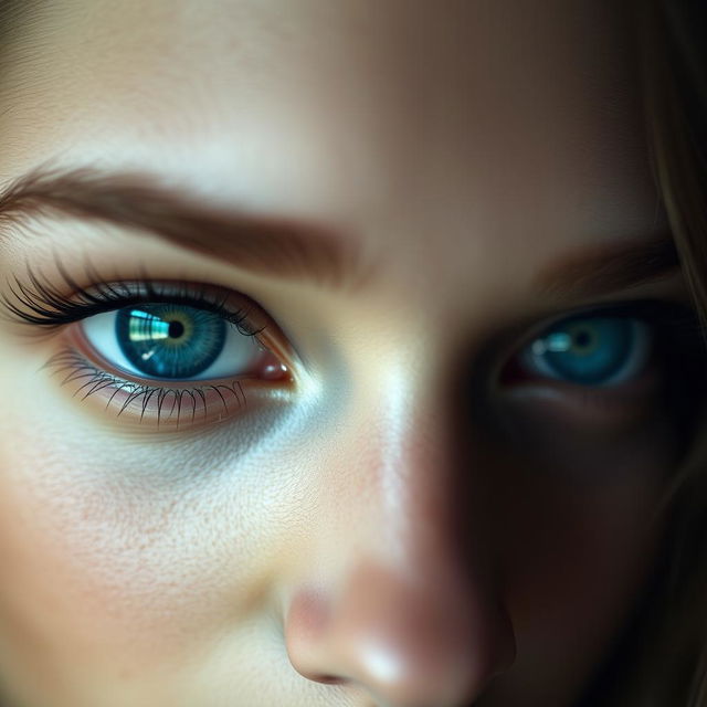 A close-up portrait of a person with strikingly beautiful eyes