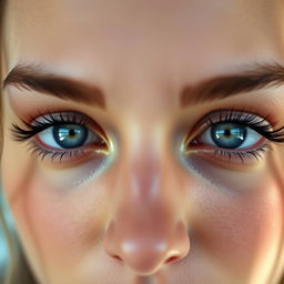 A close-up portrait of a person with strikingly beautiful eyes