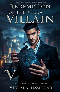 A captivating book cover for a young adult urban fantasy romance novel titled 'Redemption of the Villain'