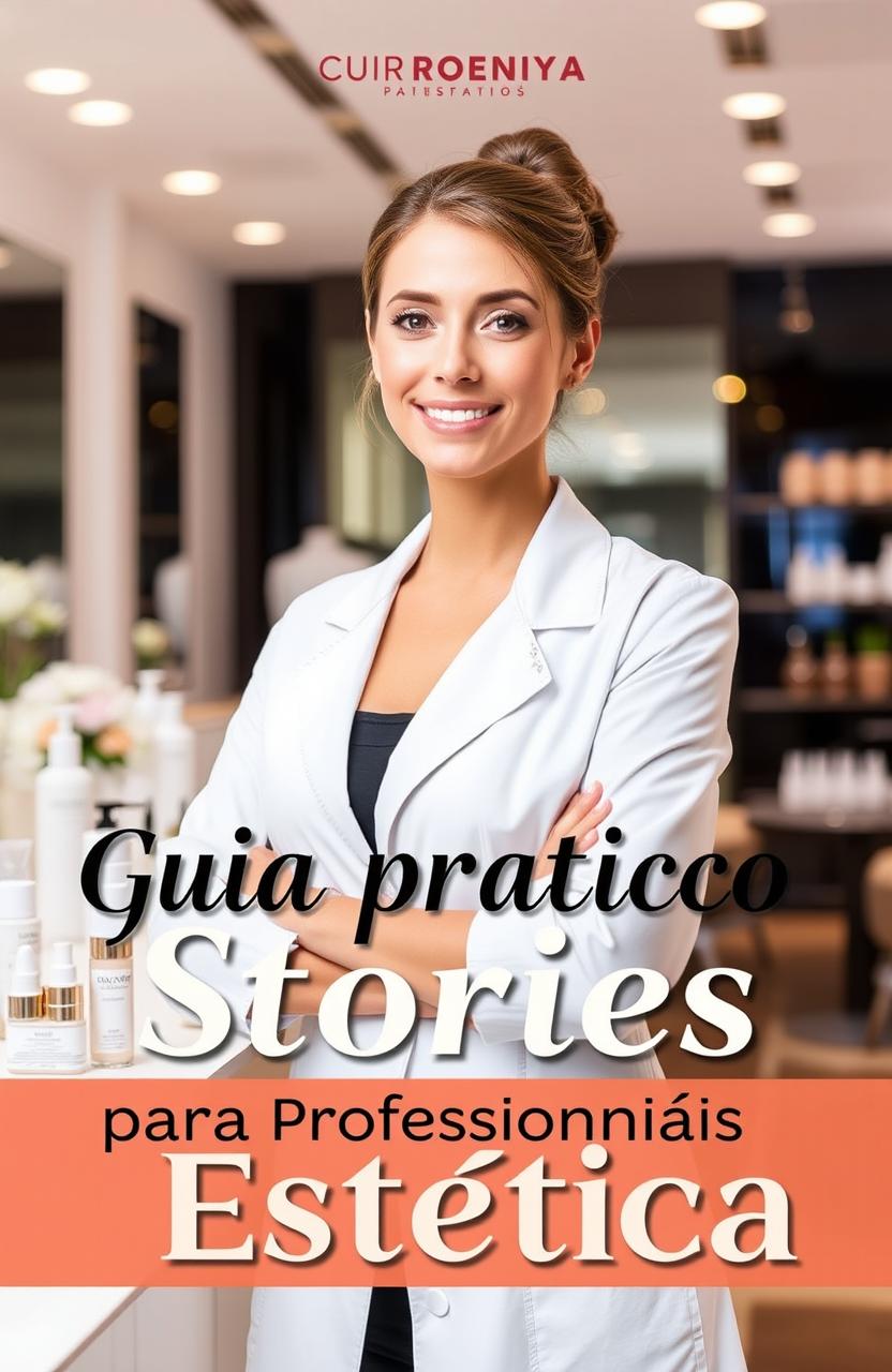 A visually engaging and informative guide cover for 'Guia Prático de Stories para Profissionais de Estética'