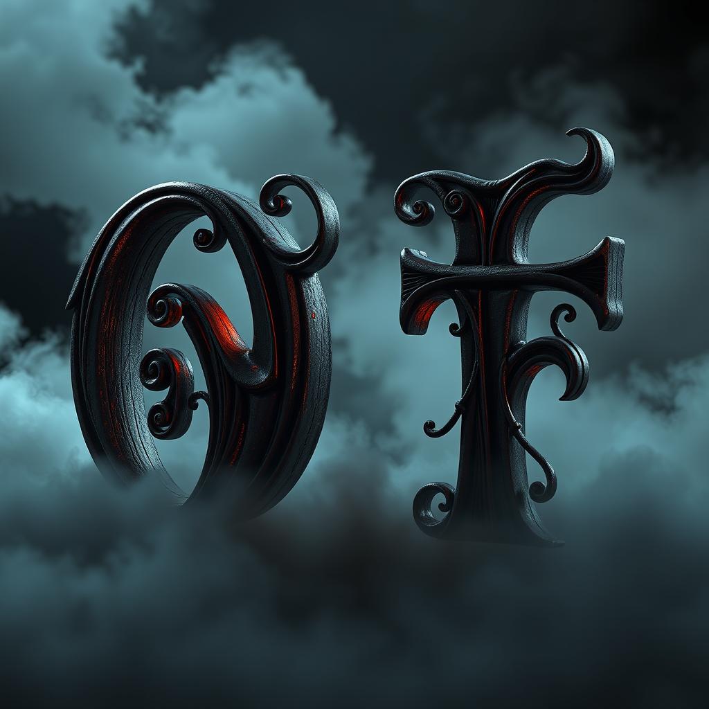 A haunting 3D representation of the word 'OF', styled with an old cinematic horror theme