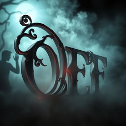 A haunting 3D representation of the word 'OF', styled with an old cinematic horror theme