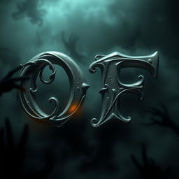A haunting 3D representation of the word 'OF', styled with an old cinematic horror theme