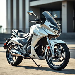 A stunning design concept for a Raider FI 150 motorcycle in a pearl white and ivory color scheme