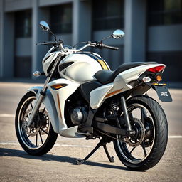 A stunning design concept for a Raider FI 150 motorcycle in a pearl white and ivory color scheme