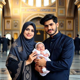 A beautiful Muslim sister and brother, both Iranian, standing next to each other in the holy shrine of Imam Reza (A