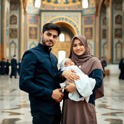 A beautiful Muslim brother and sister, both Iranian, standing together in the Imam Reza shrine