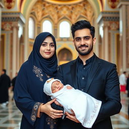 A beautiful Muslim brother and sister, both Iranian, standing together in the Imam Reza shrine
