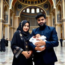 A beautiful Muslim brother and sister, both Iranian, standing together in the Imam Reza shrine