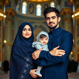 A stunningly beautiful Muslim brother and sister, both Iranian, standing together in the holy shrine of Imam Reza (A