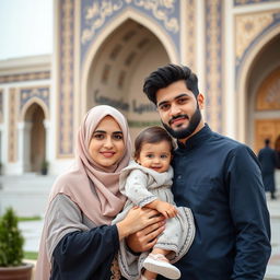 A beautiful Muslim sister and brother standing together at the Imam Reza shrine in Iran
