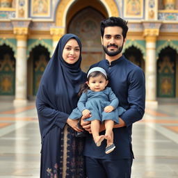 A beautiful Muslim sister and brother standing together at the Imam Reza shrine in Iran