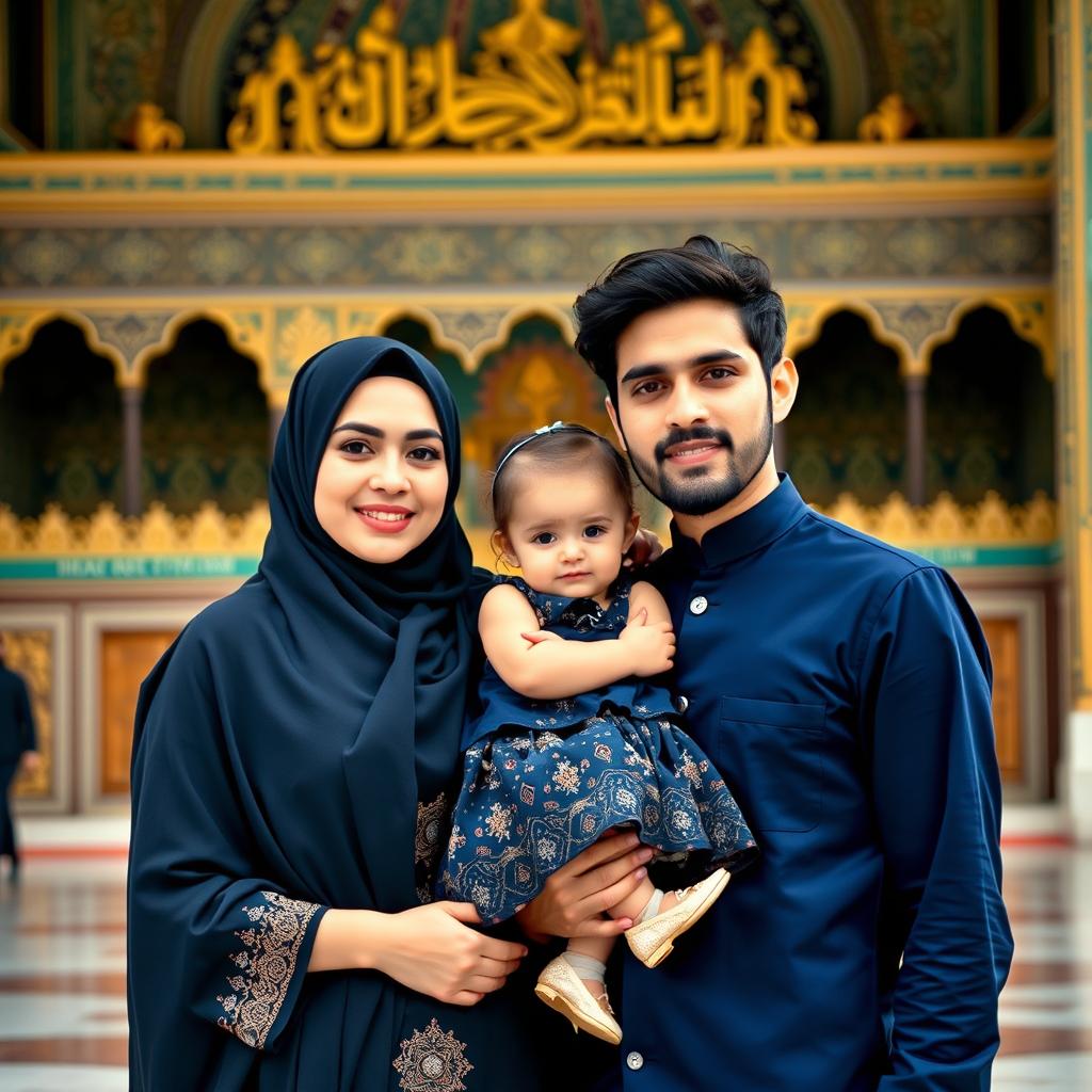 A beautiful Muslim sister and brother standing together at the Imam Reza shrine in Iran