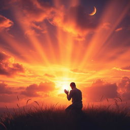 A powerful and evocative scene capturing the essence of prayer as a vital weapon for the faithful