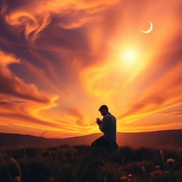 A powerful and evocative scene capturing the essence of prayer as a vital weapon for the faithful