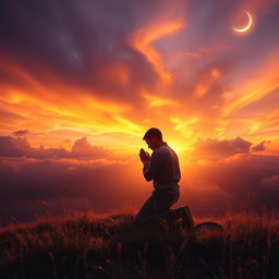 A powerful and evocative scene capturing the essence of prayer as a vital weapon for the faithful