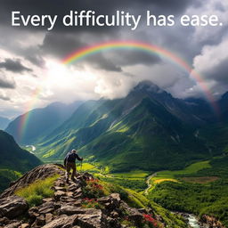 A symbolic representation of the phrase 'Every difficulty has ease'