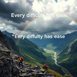 A symbolic representation of the phrase 'Every difficulty has ease'