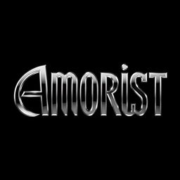 A captivating design featuring the word 'Amorist' in an elegant font styled with a chrome metal effect, showcasing a shiny, reflective quality