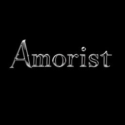 An artistic rendering of the word 'Amorist', elegantly designed with a chrome metal effect that shines and reflects light
