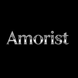An artistic rendering of the word 'Amorist', elegantly designed with a chrome metal effect that shines and reflects light