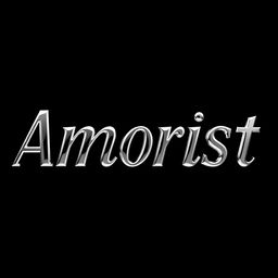 A visually stunning display of the word 'Amorist' rendered in a striking chrome metal effect