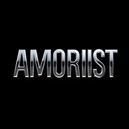 A visually stunning display of the word 'Amorist' rendered in a striking chrome metal effect