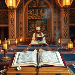 An inspiring scene that illustrates the message 'The Qur'an is a source of inspiration and wisdom