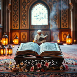 An inspiring scene that illustrates the message 'The Qur'an is a source of inspiration and wisdom