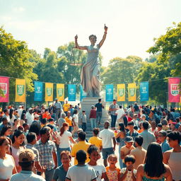 A powerful scene depicting the idea 'Justice is the foundation of societal happiness