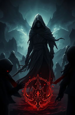 A dramatic and intense scene depicting the theme of revenge inspired by the concept of a "Dewa Pembunuh" (God of Assassins)