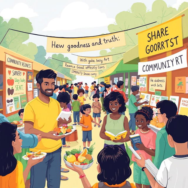 A vibrant illustration capturing the essence of 'Share goodness and truth