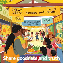 A vibrant illustration capturing the essence of 'Share goodness and truth