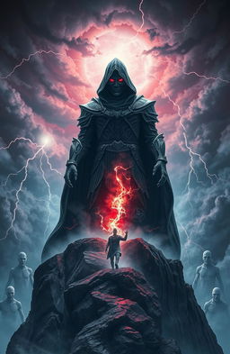 A powerful and majestic scene depicting the resurrection of a God of Death