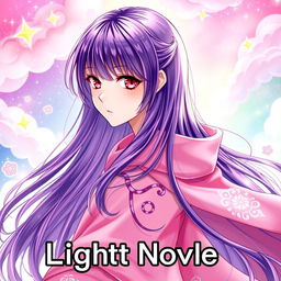A light novel cover featuring a female character with long, glossy purple hair cascading down her back