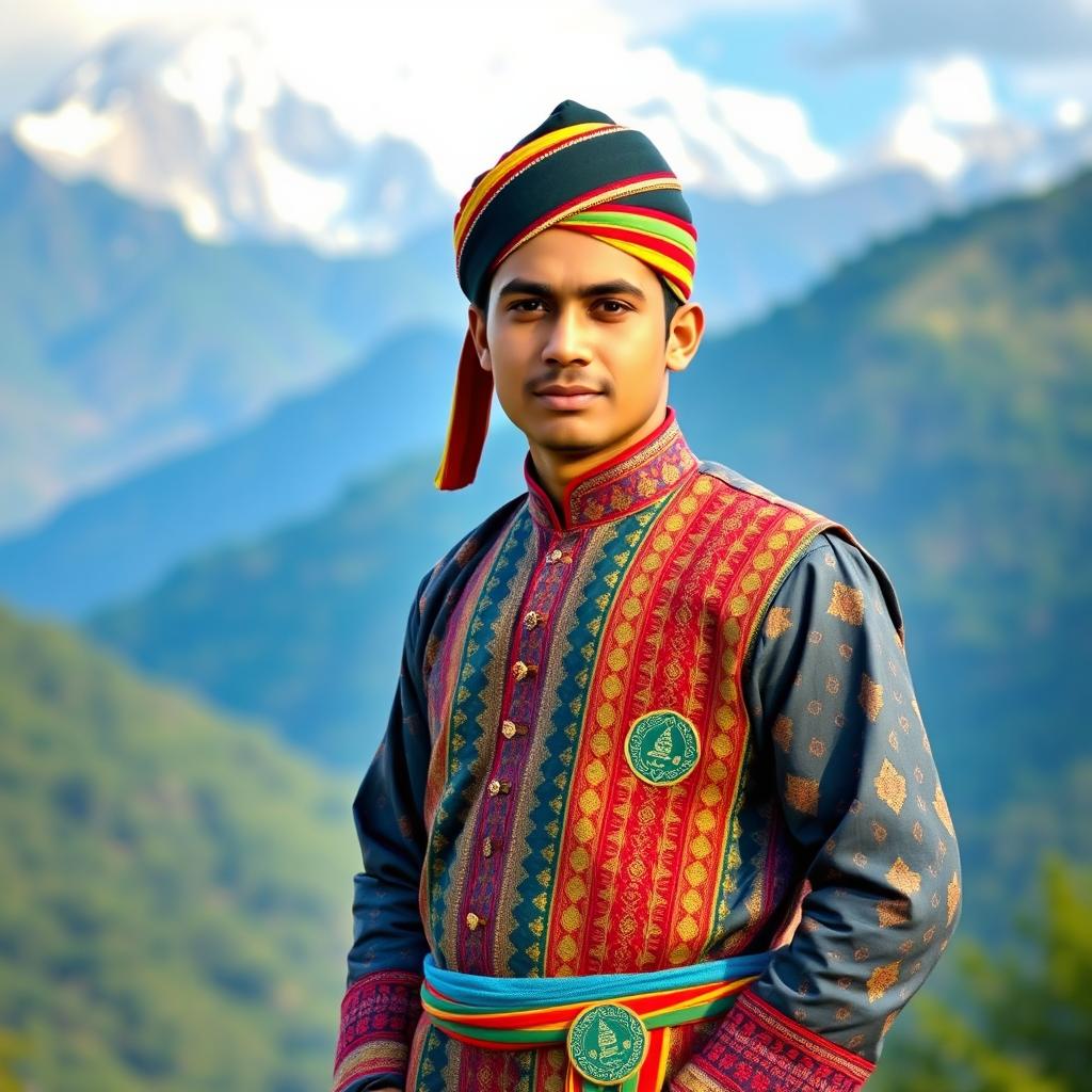 Hritik Roshan wearing traditional Nepali dress, showcasing intricate patterns and vibrant colors