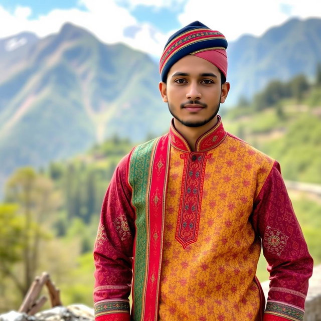 Hritik Roshan wearing traditional Nepali dress, showcasing intricate patterns and vibrant colors