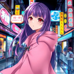 A captivating light novel cover featuring a female character with long glossy purple hair and striking crimson eyes