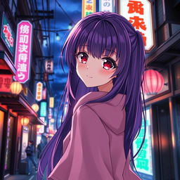 A captivating light novel cover featuring a female character with long, glossy purple hair cascading down her back