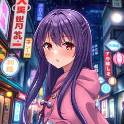 A captivating light novel cover featuring a female character with long, glossy purple hair cascading down her back