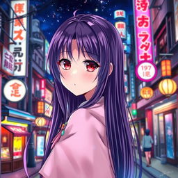A captivating light novel cover featuring a female character with long, glossy purple hair cascading down her back