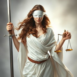 A striking depiction of a white goddess with long, flowing brown wavy hair