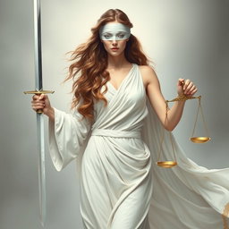 A striking depiction of a white goddess with long, flowing brown wavy hair