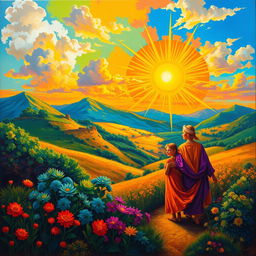 A vibrant and colorful reinterpretation of a classic painting, showcasing a rich palette that enhances the details and brings the scene to life
