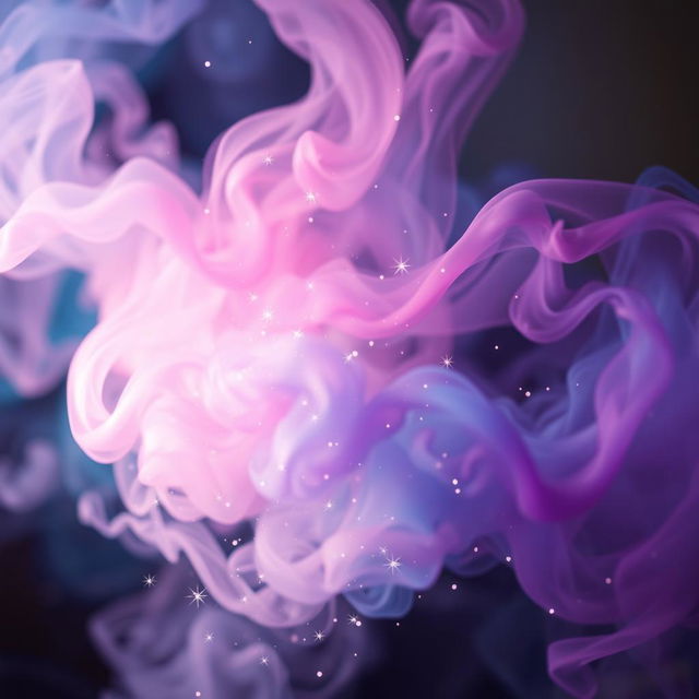 A mesmerizing scene depicting colorful mist swirling gracefully through the air, infused with twinkling sparkles that catch the light in a magical display