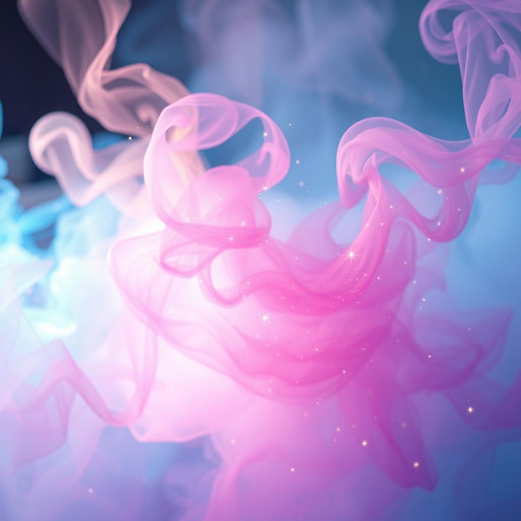 A mesmerizing scene depicting colorful mist swirling gracefully through the air, infused with twinkling sparkles that catch the light in a magical display