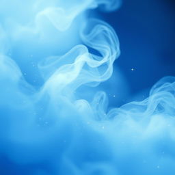 A serene and enchanting scene featuring a blue mist gently swirling through the air, imbued with shimmering sparkles that reflect light like tiny stars