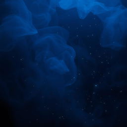 A mysterious and enchanting scene featuring dark blue mist swirling through the air, enriched with glimmering sparkles that twinkle like distant stars